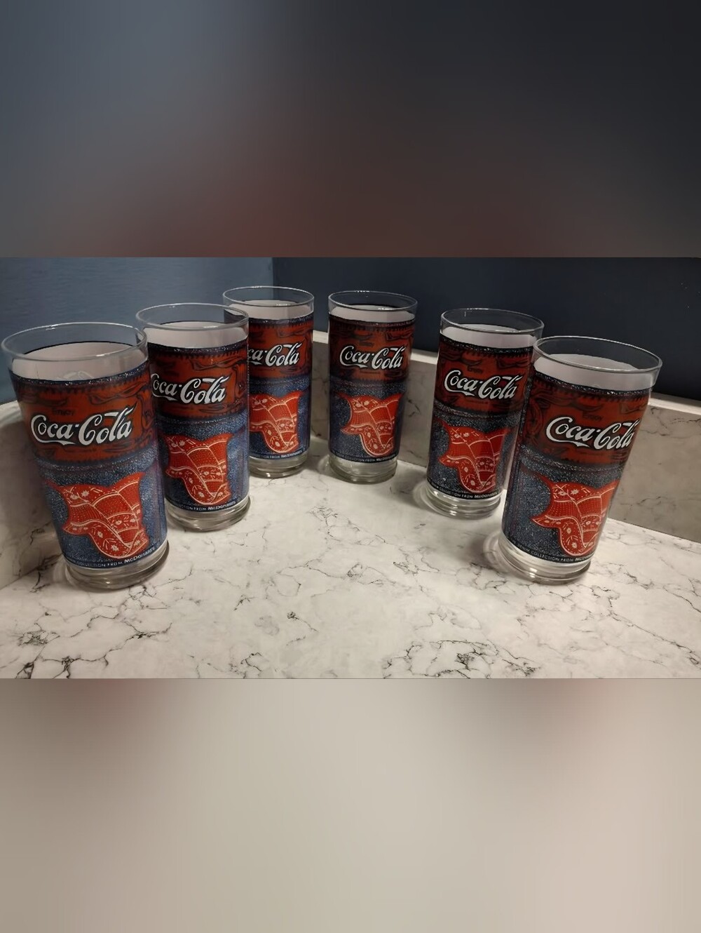 Vintage 70's COCA COLA Drinking Glasses Set Of 6 Excellent Condition McDonald's